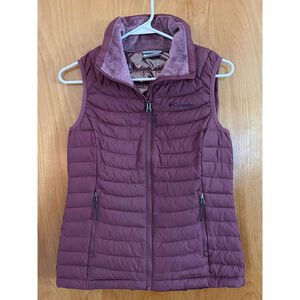 Columbia Maroon Purple Puffer Vest with Pockets Womens Size XS EUC